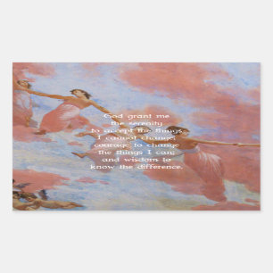 Het sereniteitsgebed met vliegende engelen schilde rechthoekige sticker