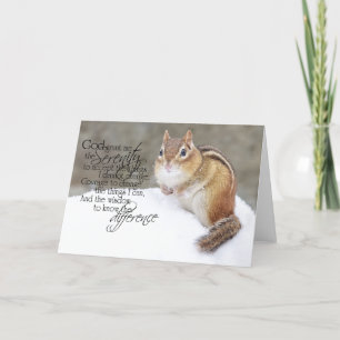 Het sereniteitsgebed van Snowy Chipmunk Feestdagen Kaart