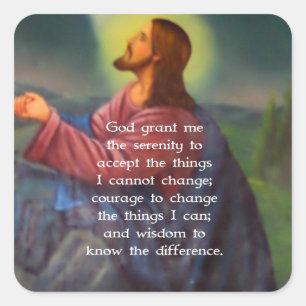 Het Serenity gebed met Jezus Christus schilderen Vierkante Sticker