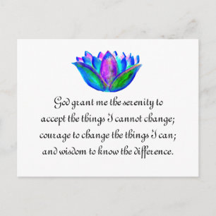 Het Serenity Prayer met Kleurrijke Lotus Blossom Briefkaart