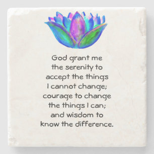 Het Serenity Prayer met Kleurrijke Lotus Blossom Stenen Onderzetter