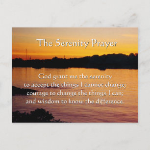 Het Serenity Prayer oranje zonsondergang briefkaar Briefkaart