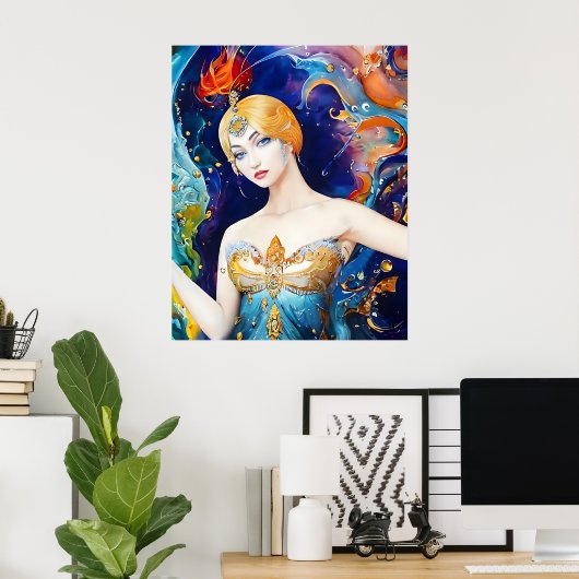 Het Shell-fontein: Evening Gown by Paquin Poster (Thuiskantoor)