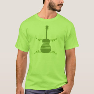 Het Shirt van Retro Man van de Gitaar, Groene