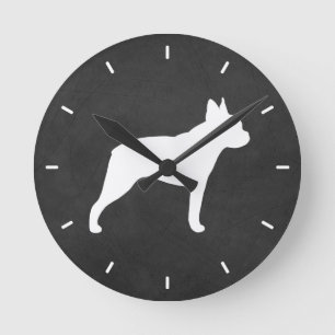 Het Silhouet van Boston Terrier Ronde Klok