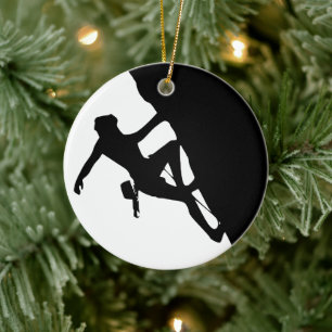 Het Silhouet van de Bergbeklimming Keramisch Ornament