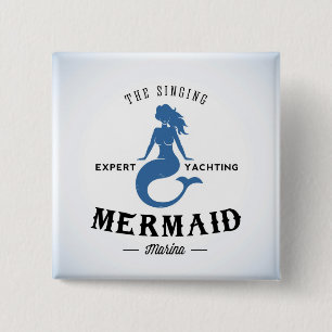 Het Singing Mermaid Poster Vierkante Button 5,1 Cm