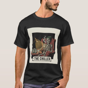 Het skelet Chiller ontspant met bier en sigaretten T-shirt