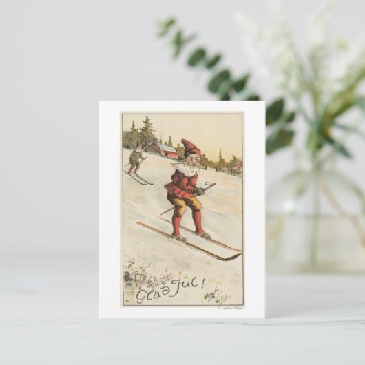 Het Ski?en van GreetingSanta van Kerstmis Feestdagenkaart (Staand voorkant)