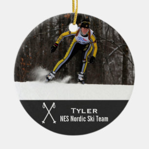 Het Ski?en van het Land van de douane de Noordse Keramisch Ornament