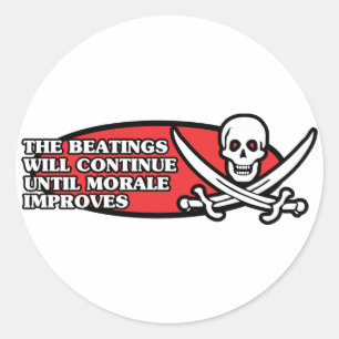 het slaan zal doorgaan tot morale verbetering bren ronde sticker