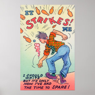 Het slaat me op, Cartoon Man Bowling Poster