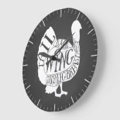 Het slagerschema van vlees snijdt klokkalkoenen be grote klok (Hoek)