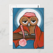 Het slaperige Briefkaart van de Uil (Voorkant / Achterkant)