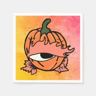 Het slaperige oog van de Spooky Pumpkin Servet