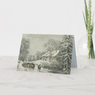 Het sneeuw-Storm - Currier & Ives Feestdagen Kaart