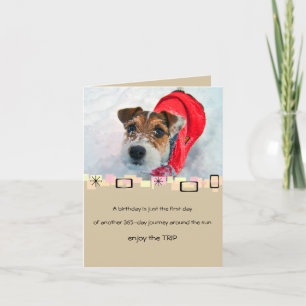 Het sneeuw Wenskaart van Russell Terrier Birthday Kaart
