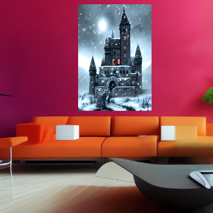 Het sneeuwt in het kasteel AI Art Poster