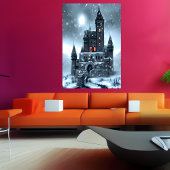 Het sneeuwt in het kasteel | AI Art Poster