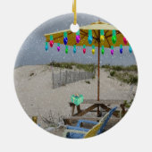 Het sneeuwt op mijn strandstoelversiering keramisch ornament (Achterkant)