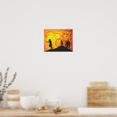 Het snelle Zombie silhouette Horror-poster Poster (Keuken)