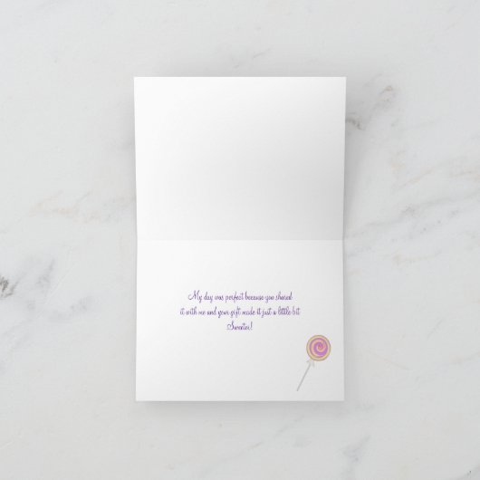 Het snoep dankt u Donker Roze Bedankkaart (Binnen)