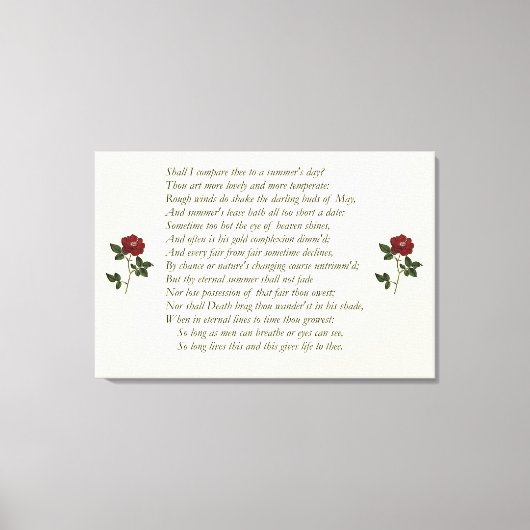 Het Sonnet van Shakespeare # 18 Canvas Afdruk (Voorkant)