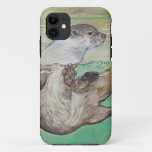Het speelse Schilderen van de Otter van de Rivier iPhone 11 Hoesje