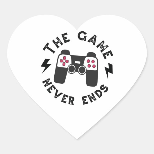 Het spel eindigt nooit hart sticker (Voorkant)