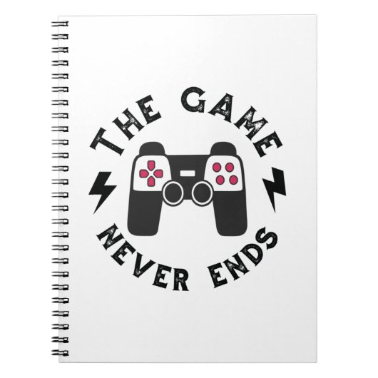Het spel eindigt nooit notitieboek (Voorkant)