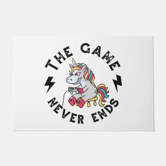 Het spel eindigt nooit voor Unicorns Deurmat (Voorkant)