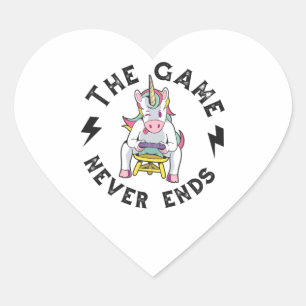 Het spel eindigt nooit voor Unicorns Hart Sticker