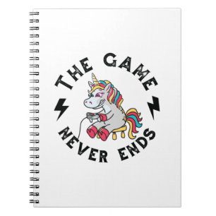 Het spel eindigt nooit voor Unicorns Notitieboek
