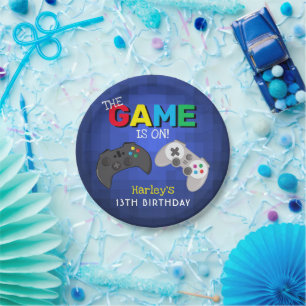 Het spel is aan!   Video Game Birthday Papieren Bordje