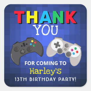 Het spel is begonnen! Videospel Bedankt Vierkante Sticker