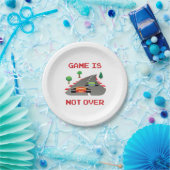 Het spel is niet over Pixelated Video Game Papieren Bordje (Feest)