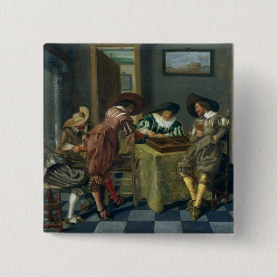 Het spel van Backgammon Vierkante Button 5,1 Cm