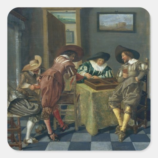 Het spel van Backgammon Vierkante Sticker (Voorkant)