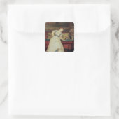 Het spel van Billiards, 19e eeuw Vierkante Sticker (Tas)