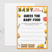 Het spel van het Baby shower van de bouw - editabl Kaart (Voorkant / Achterkant)