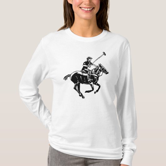 Het spel van polo, pony en speler t-shirt. t-shirt (Voorkant)