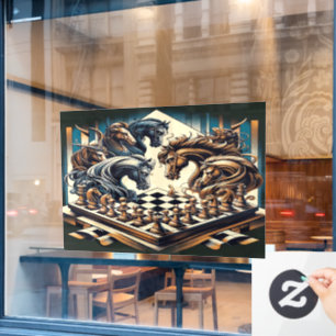 Het spel van ridders - schaken ontmoet fantasie raamsticker