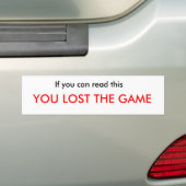 Het spel verliezen bumpersticker (Op auto)