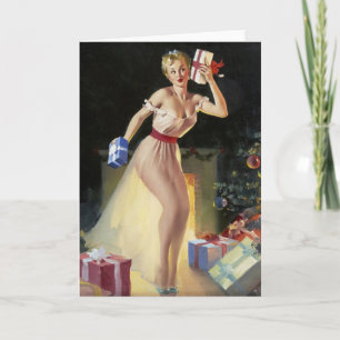 Het speld-Omhooggaande Meisje die van Kerstmis de Feestdagen Kaart