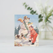 Het spelen in de sneeuw feestdagenkaart (Staand voorkant)