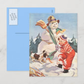 Het spelen in de sneeuw feestdagenkaart (Voorkant / Achterkant)