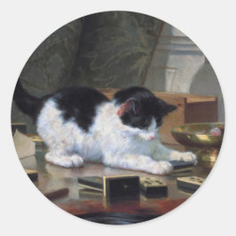 Het spelen Kitten door Henriëtte Ronner-Knip Ronde Sticker