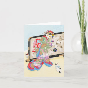 Het spelen met Katten Ukiyoe Notecard Moussart Kaart