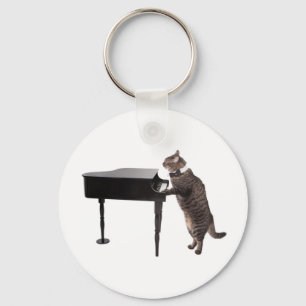 Het Spelen van de kat Piano Sleutelhanger
