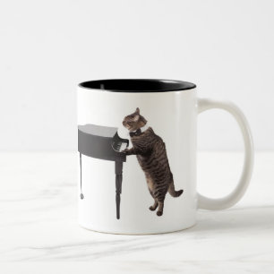Het Spelen van de kat Piano Tweekleurige Koffiemok